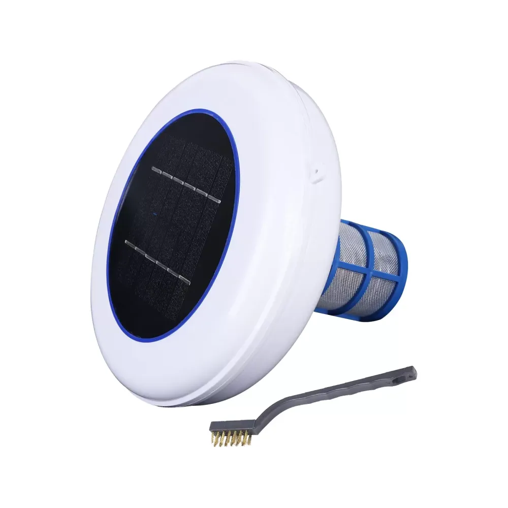 Solar-ionisator voor zwembad, zilver, zwembadionisator, met reinigingsborstel voor tuin, buitenvijver