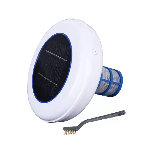 Solar-ionisator voor zwembad, zilver, zwembadionisator, met reinigingsborstel voor tuin, buitenvijver