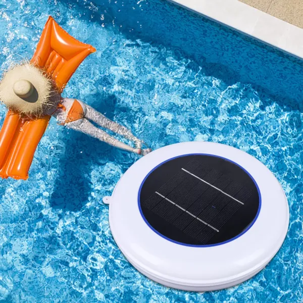 Solar-ionisator voor zwembad, zilver, zwembadionisator, met reinigingsborstel voor tuin, buitenvijver Solar-ionisator voor zwembad, zilver, zwembadionisator, met reinigingsborstel voor tuin, buitenvijver