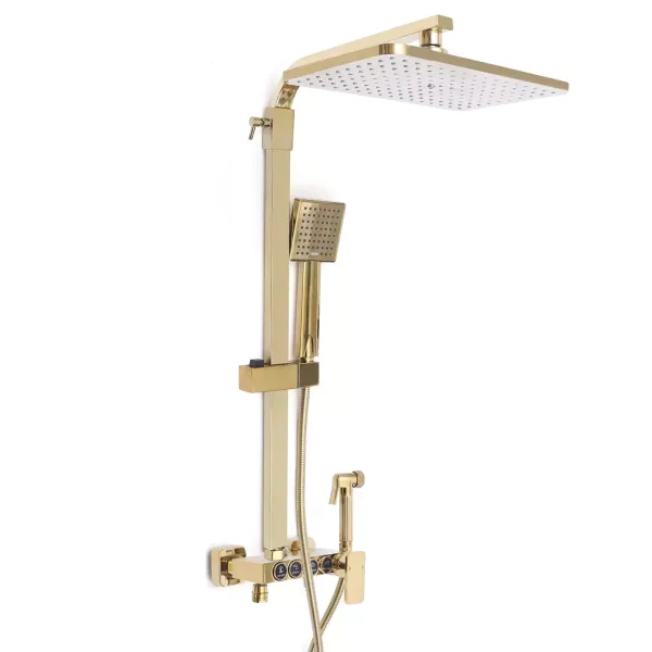 Douchesysteemkranen Regendouche Doucheset met handdouche Douchestang Messing 9x9"