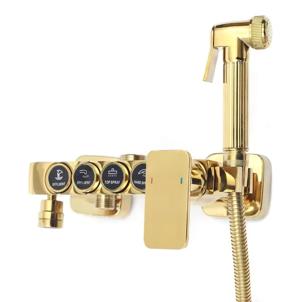 Douchesysteemkranen Regendouche Doucheset met handdouche Douchestang Messing 9x9"