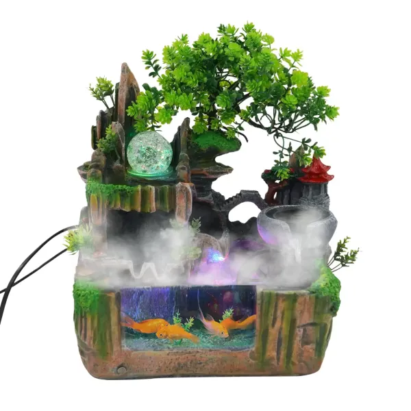 Indoor Tafelfontein - Waterfontein - Tafelfontein Waterval met Mest - Zen Light - Binnenfontein met planten - Hars Bureaubladdecoratie - LED-binnenfontein Indoor Tafelfontein - Waterfontein - Tafelfontein Waterval met Mest - Zen Light - Binnenfontein met planten - Hars Bureaubladdecoratie - LED-binnenfontein