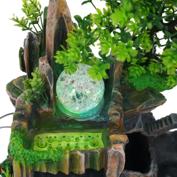 Indoor Tafelfontein - Waterfontein - Tafelfontein Waterval met Mest - Zen Light - Binnenfontein met planten - Hars Bureaubladdecoratie - LED-binnenfontein Indoor Tafelfontein - Waterfontein - Tafelfontein Waterval met Mest - Zen Light - Binnenfontein met planten - Hars Bureaubladdecoratie - LED-binnenfontein