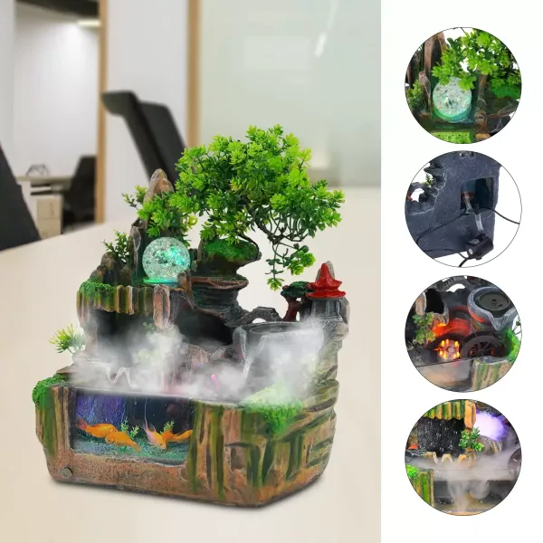 Indoor Tafelfontein - Waterfontein - Tafelfontein Waterval met Mest - Zen Light - Binnenfontein met planten - Hars Bureaubladdecoratie - LED-binnenfontein Indoor Tafelfontein - Waterfontein - Tafelfontein Waterval met Mest - Zen Light - Binnenfontein met planten - Hars Bureaubladdecoratie - LED-binnenfontein
