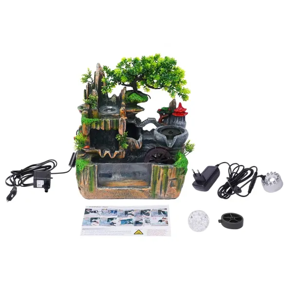 Indoor Tafelfontein - Waterfontein - Tafelfontein Waterval met Mest - Zen Light - Binnenfontein met planten - Hars Bureaubladdecoratie - LED-binnenfontein Indoor Tafelfontein - Waterfontein - Tafelfontein Waterval met Mest - Zen Light - Binnenfontein met planten - Hars Bureaubladdecoratie - LED-binnenfontein