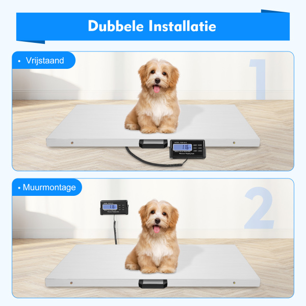 Multifunctionele digitale weegschaal voor huisdieren, roestvrijstalen weegschaal met LCD-display, maximaal draagvermogen 300kg/660lbs