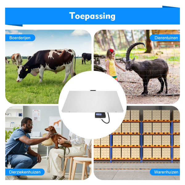 Multifunctionele digitale weegschaal voor huisdieren, roestvrijstalen weegschaal met LCD-display, maximaal draagvermogen 300kg/660lbs