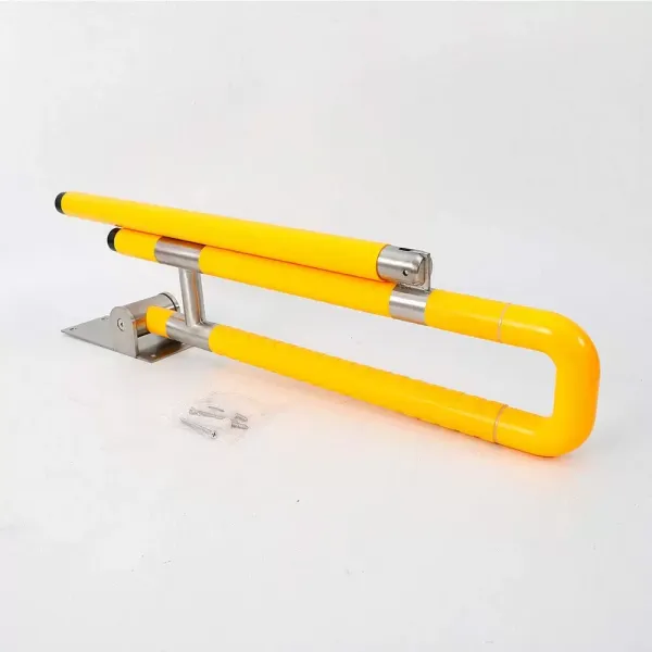 Wandgemonteerde steungreep, opvouwbaar, badkamer, ouderen, zwangere vrouwen, 75 cm, geel