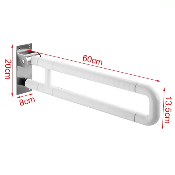 Toilethandgreep, roestvrij staal, 600 x 80 x 200 mm, opvouwbaar, voor ouderen en gehandicapten