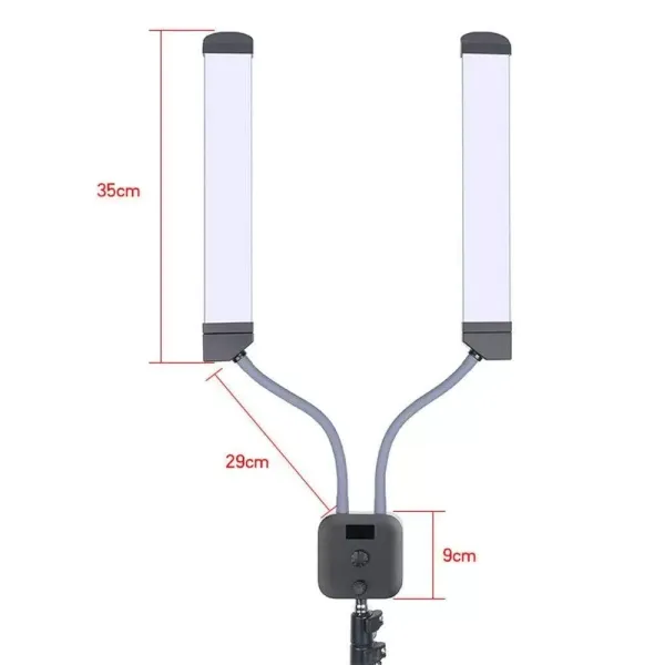 LED-wimper- en make-uplamp - met mobiele telefoonhouder en telescopisch statief