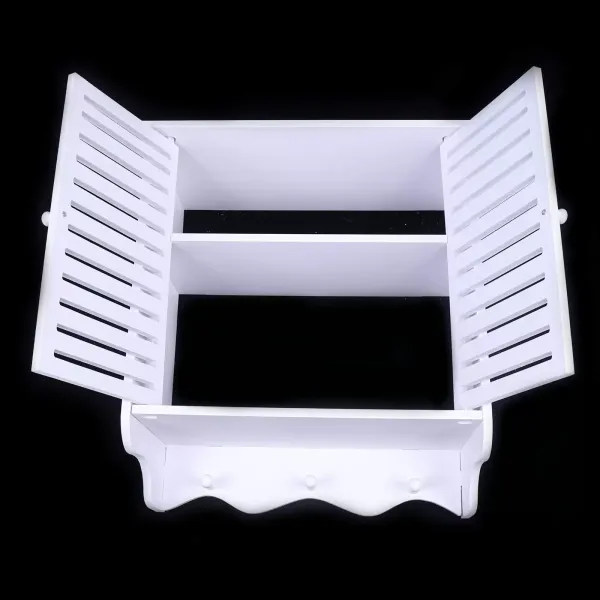 Badkamermeubel met twee deuren, badkamermeubelkast, badkamer aan de muur gemonteerd, witte badkamerplank met 2 niveaus Badkamermeubel met twee deuren, badkamermeubelkast, badkamer aan de muur gemonteerd, witte badkamerplank met 2 niveaus