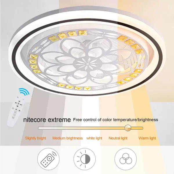LED-plafondlamp van 36 W met afstandsbediening, dimbare plafondventilator