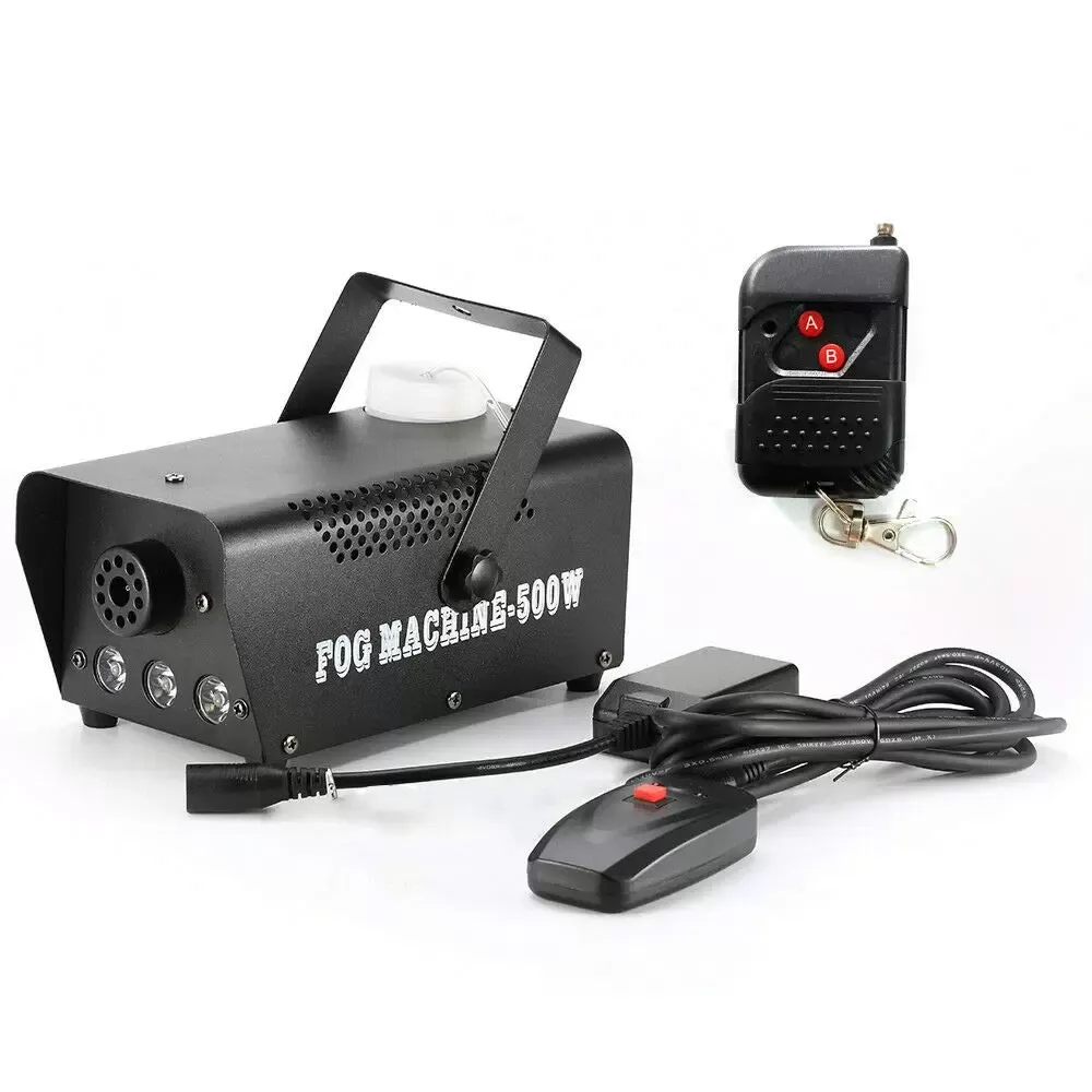 Rookmachine, mistmachine met LED-lichteffect, 500 W rookmachine met 1 bedrade ontvanger en 1 draadloze afstandsbediening