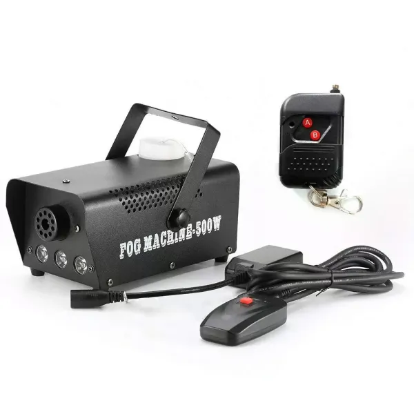 Rookmachine, mistmachine met LED-lichteffect, 500 W rookmachine met 1 bedrade ontvanger en 1 draadloze afstandsbediening
