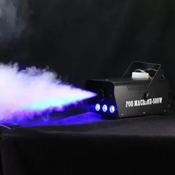 Rookmachine, mistmachine met LED-lichteffect, 500 W rookmachine met 1 bedrade ontvanger en 1 draadloze afstandsbediening
