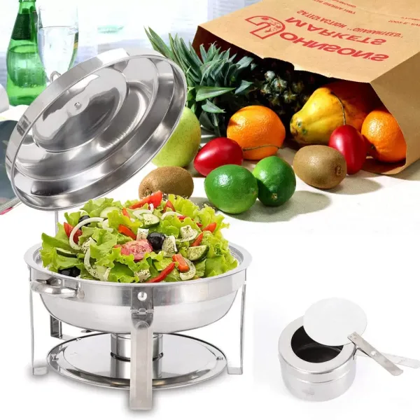 CNCEST Chafing Dish RVS warmhoudcontainer voor koken, buffet en feest 7,5L rond