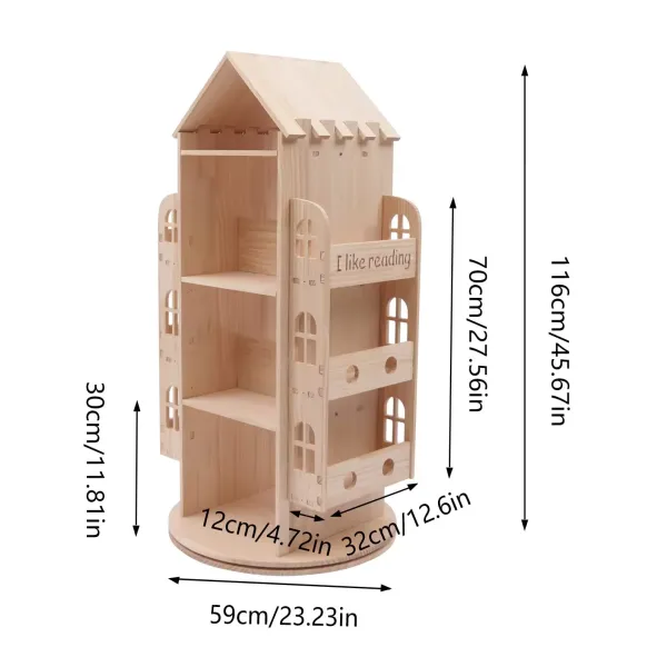 Grote houten kinderboekenkast met raam en open plank voor kinderslaapkamer, speelkamer