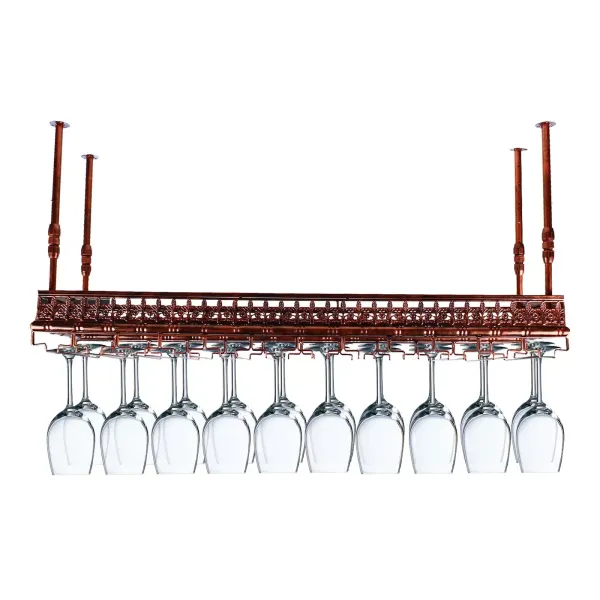 Metalen hangende wijnglashouder voor 40 kopjes, retrostijl, 35 x 100 cm, koper