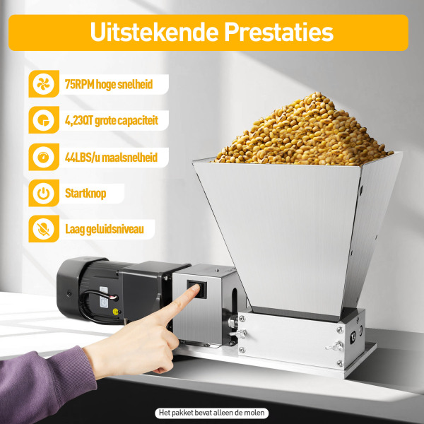 Molens - Elektrische graanmolens - 4 kg - Moutmolens - Elektrische molens - 2 walsen