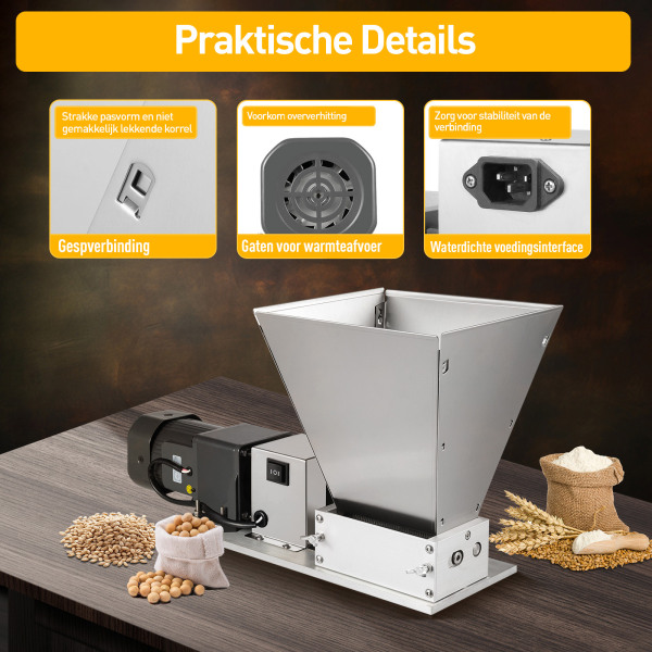 Molens - Elektrische graanmolens - 4 kg - Moutmolens - Elektrische molens - 2 walsen
