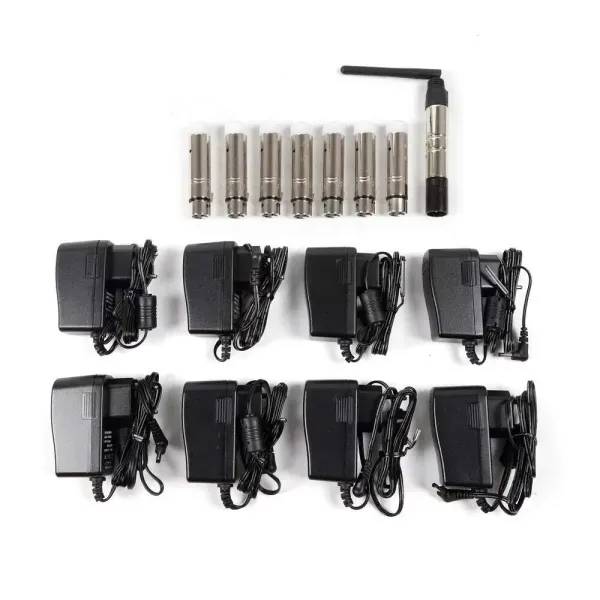 DMX512 Pakket van 8 zenders en 7 ontvangers 2.4G ISM Draadloos voor podiumverlichting DMX512 Pakket van 8 zenders en 7 ontvangers 2.4G ISM Draadloos voor podiumverlichting