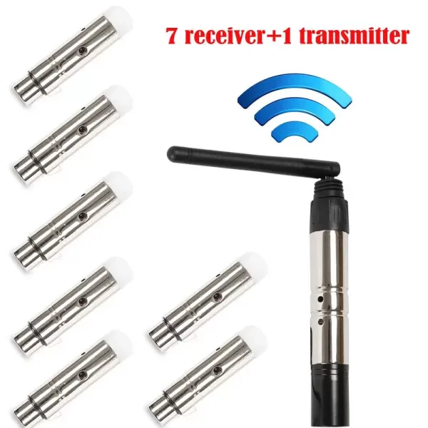 DMX512 Pakket van 8 zenders en 7 ontvangers 2.4G ISM Draadloos voor podiumverlichting DMX512 Pakket van 8 zenders en 7 ontvangers 2.4G ISM Draadloos voor podiumverlichting