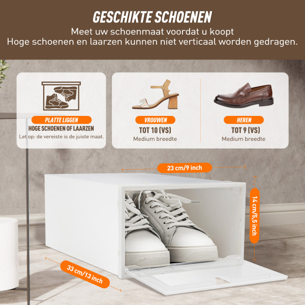 Set van 20 doorzichtige plastic schoenenopbergdozen, stapelbaar en duurzaam, 33 x 23 x 14 cm Set van 20 doorzichtige plastic schoenenopbergdozen, stapelbaar en duurzaam, 33 x 23 x 14 cm