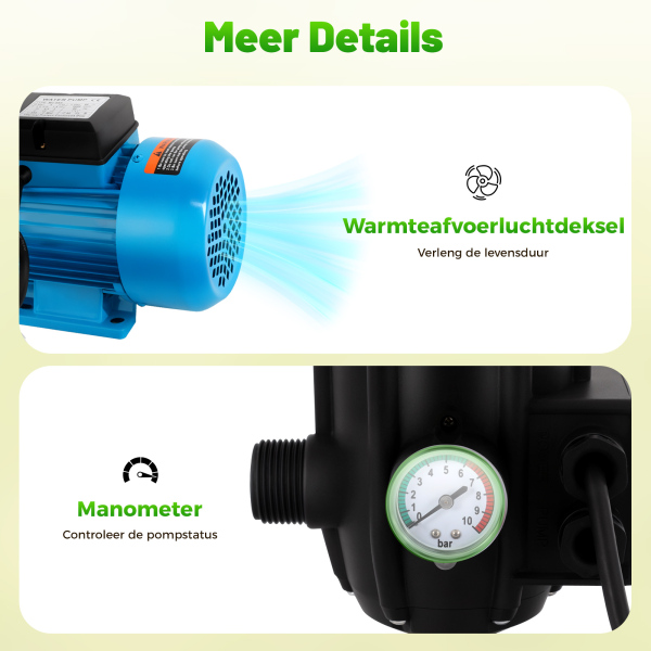 RVS Centrifugaalpomp - 1300 W - 9,8 Bar - Jetpomp - Tuinpomp met geïntegreerde thermische beveiliging RVS Centrifugaalpomp - 1300 W - 9,8 Bar - Jetpomp - Tuinpomp met geïntegreerde thermische beveiliging