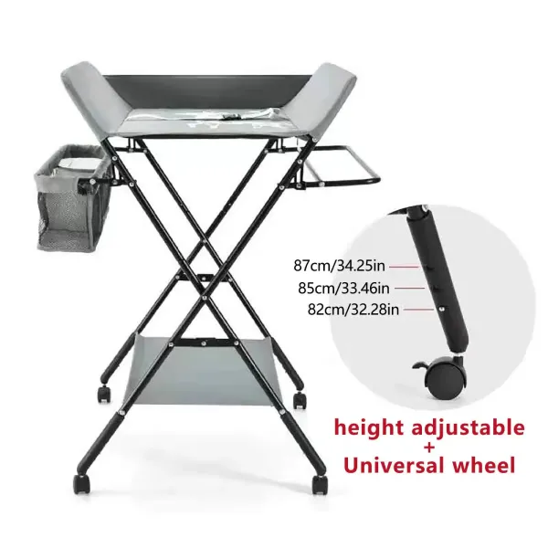 Multifunctionele commode - 25 kg - Opvouwbare babyverschoontafel - 3 compartimenten (met/zonder wielen)