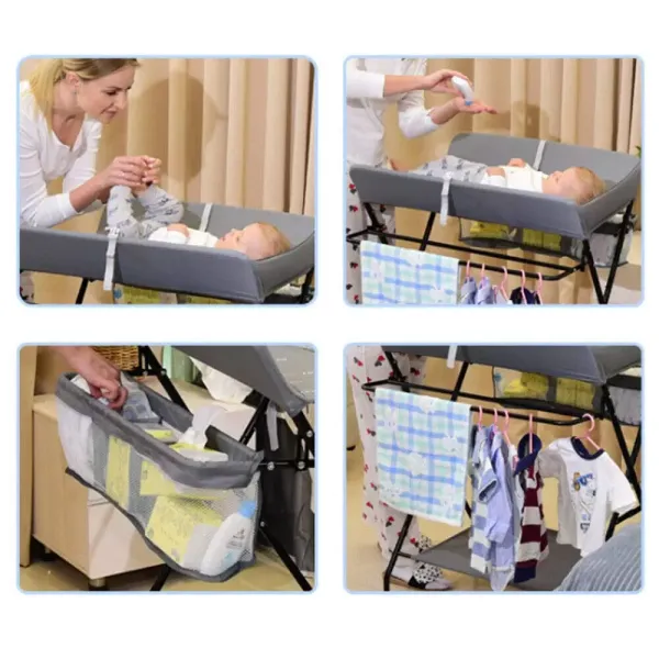 Multifunctionele commode - 25 kg - Opvouwbare babyverschoontafel - 3 compartimenten (met/zonder wielen)