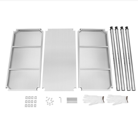 Multifunctioneel roestvrijstalen drielaags opbergrek, Maximaal gewicht 50 kg, 80 x 80 x 40 cm, voor familiekeukens, scholen, kantines, restaurants, supermarkten, etc.