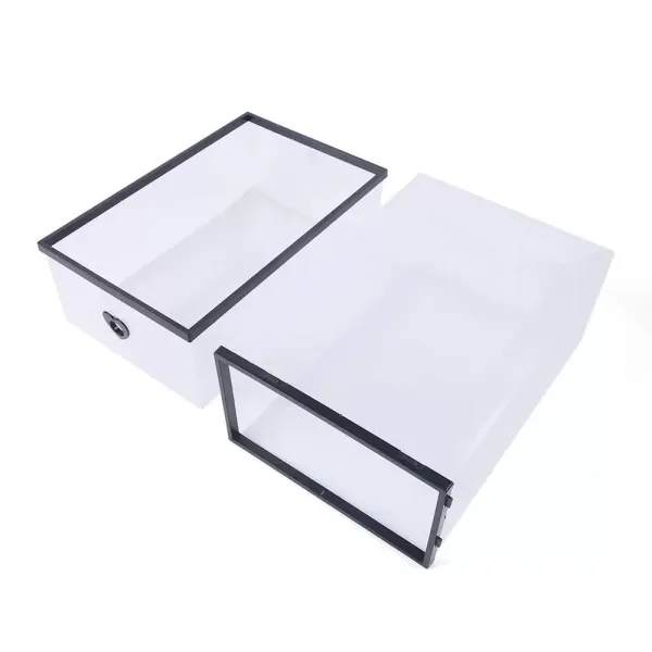 20 stuks doorzichtige plastic schoenendozen - opvouwbaar en stapelbaar - zwart 20 stuks doorzichtige plastic schoenendozen - opvouwbaar en stapelbaar - zwart