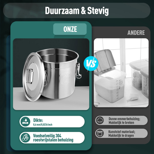 Roestvrijstalen graancontainers van 6 quart/12 quart voor het koken van meel en meel op oliebasis Roestvrijstalen graancontainers van 6 quart/12 quart voor het koken van meel en meel op oliebasis