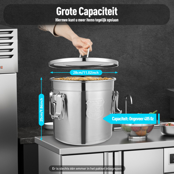 Roestvrijstalen graancontainers van 6 quart/12 quart voor het koken van meel en meel op oliebasis Roestvrijstalen graancontainers van 6 quart/12 quart voor het koken van meel en meel op oliebasis