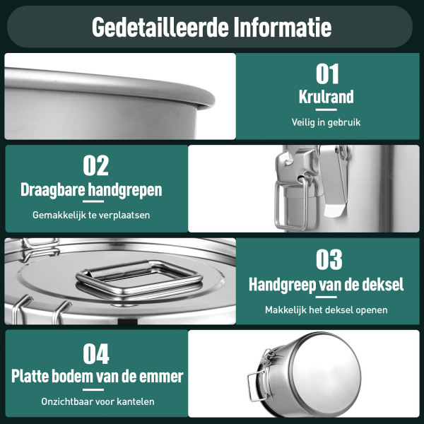 Roestvrijstalen graancontainers van 6 quart/12 quart voor het koken van meel en meel op oliebasis Roestvrijstalen graancontainers van 6 quart/12 quart voor het koken van meel en meel op oliebasis