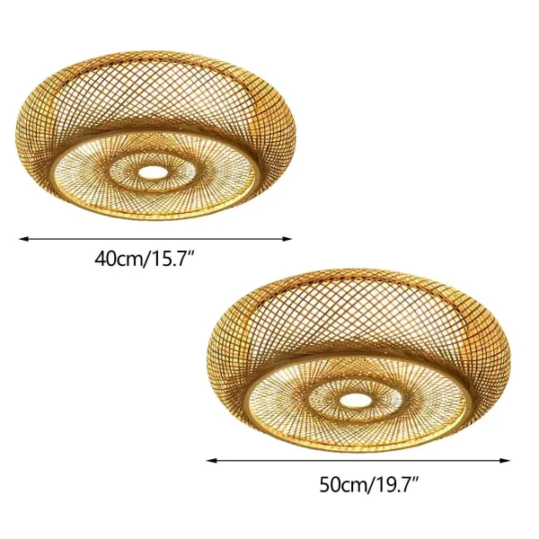 40cm geweven bamboe plafondlamp hanglamp natuurlijke retro lampenkap slaapkamerlamp 3 x E27 voor eetkamerlamp, woonkamerlamp zonder lamp