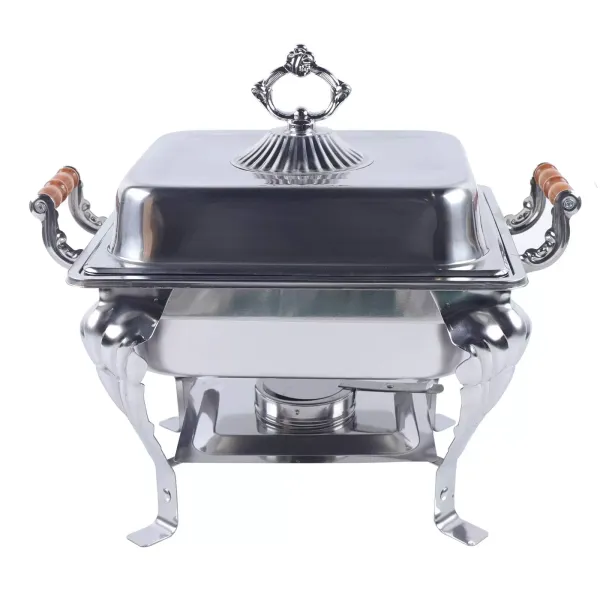 RVS warmer voor horeca, buffetten en feesten met houder - deksel 42 x 29 x 32 cm
