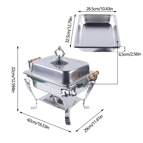 RVS warmer voor horeca, buffetten en feesten met houder - deksel 42 x 29 x 32 cm