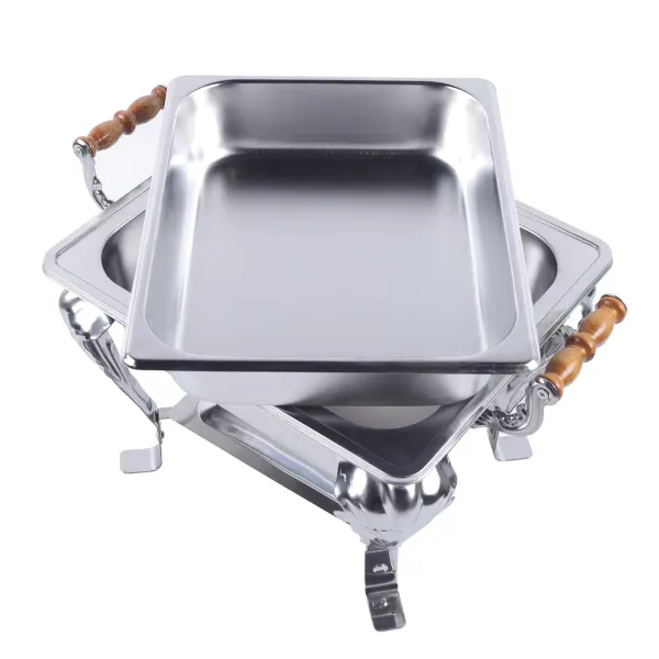 RVS warmer voor horeca, buffetten en feesten met houder - deksel 42 x 29 x 32 cm