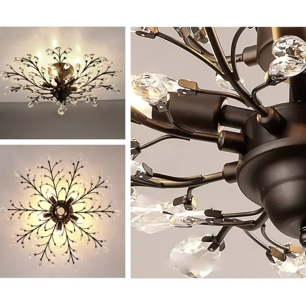 Antieke metalen en kristallen kroonluchter - plafondlamp - klassieke bloemvormverlichting - 5 E14-lampen Antieke metalen en kristallen kroonluchter - plafondlamp - klassieke bloemvormverlichting - 5 E14-lampen
