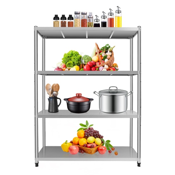 Keukenrek met 4 niveaus, roestvrij staal, maximale belasting: 50 kg, 120 x 40 x 150 cm