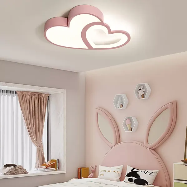 Moderne babyplafondlamp met afstandsbediening dimbaar kinderkamer acryl decoratieve lampenkap slaapkamer roze kroonluchter 55cm (roze)