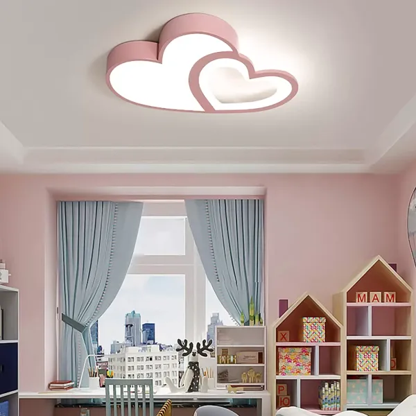 Moderne babyplafondlamp met afstandsbediening dimbaar kinderkamer acryl decoratieve lampenkap slaapkamer roze kroonluchter 55cm (roze)