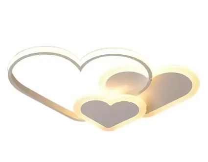 Cartoon LED-plafondlamp Modern Romantisch Hartvormig Acryl Dimbaar Plafondlamp met afstandsbediening Roze