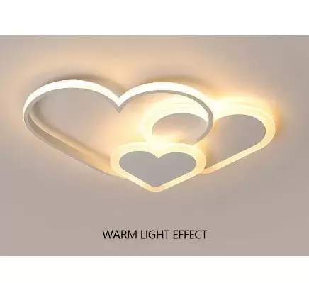 Cartoon LED-plafondlamp Modern Romantisch Hartvormig Acryl Dimbaar Plafondlamp met afstandsbediening Roze