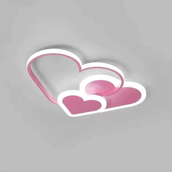 Cartoon LED-plafondlamp Modern Romantisch Hartvormig Acryl Dimbaar Plafondlamp met afstandsbediening Roze