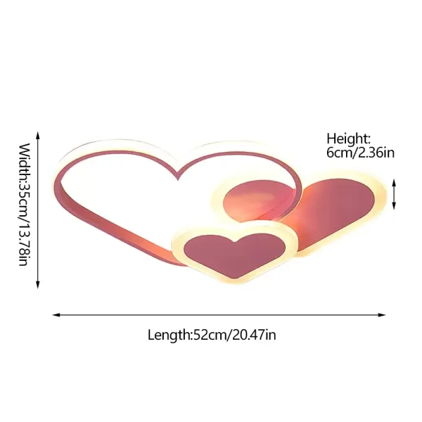 Cartoon LED-plafondlamp Modern Romantisch Hartvormig Acryl Dimbaar Plafondlamp met afstandsbediening Roze