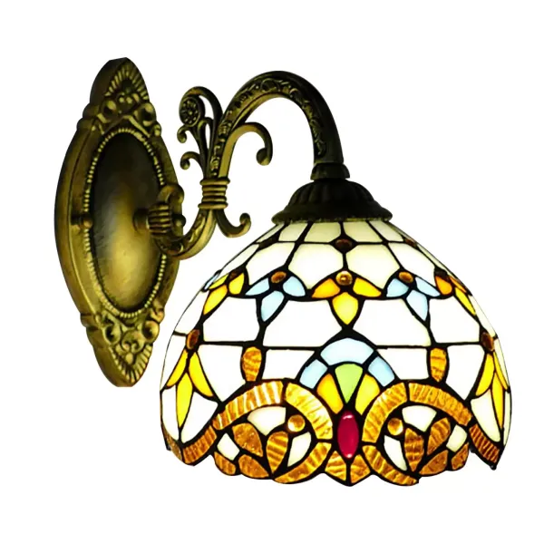 Retro Tiffany wandlamp in landelijke stijl - bedlampje met trekschakelaar