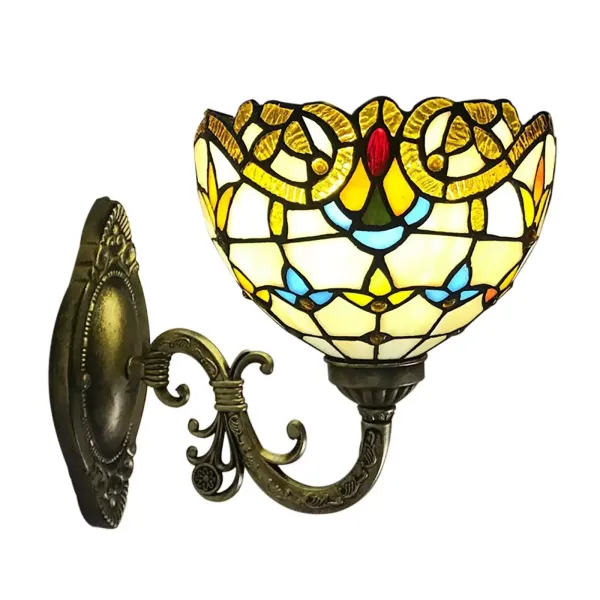 Retro Tiffany wandlamp in landelijke stijl - bedlampje met trekschakelaar
