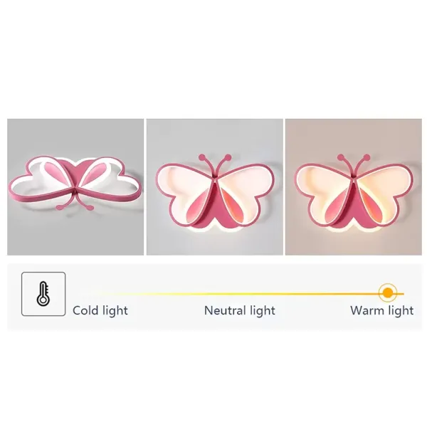 Plafondlampen - 90W Roze Vlinder Design Plafondlamp voor Slaapkamer, Kinderkamer, Restaurant (dimbaar)